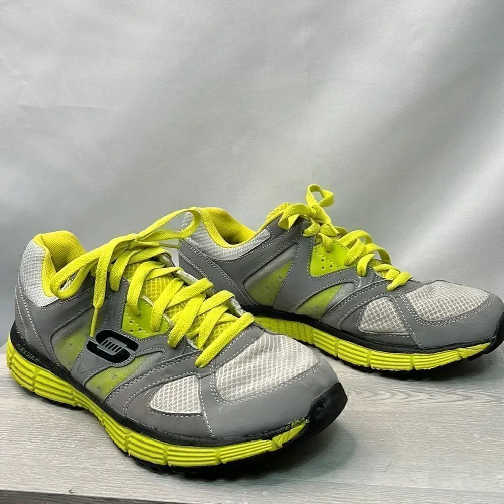 Skechers neon green and gray sneakers size 11.5 EUC